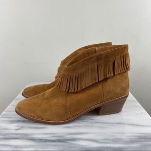 Joie Makena Tan Suede Fringe Western Ankle Booties